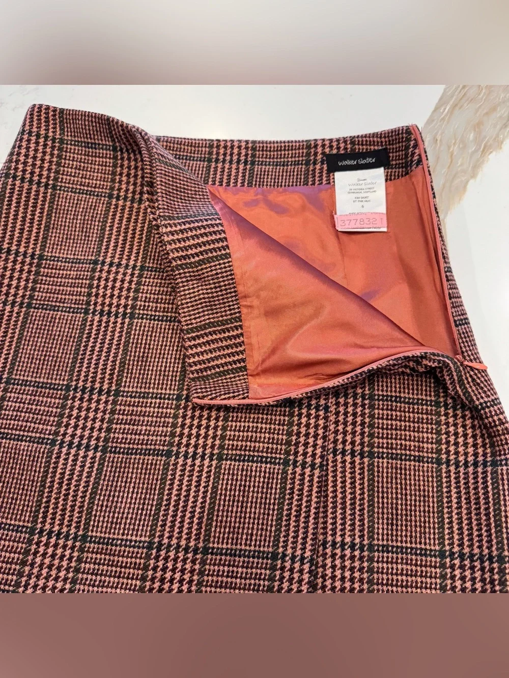 Walker Slater Kim Scottish Wool Tweed Plaid Wrap A-Line Mini Skirt UK 6 US 2